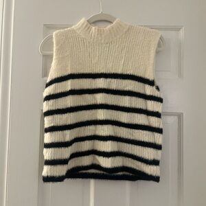 Old Navy Cream and Black Striped Turtleneck Sweater